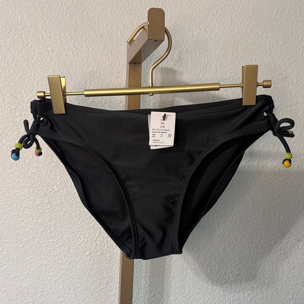 Art Class black bikini bottoms with bead detail - girls 14